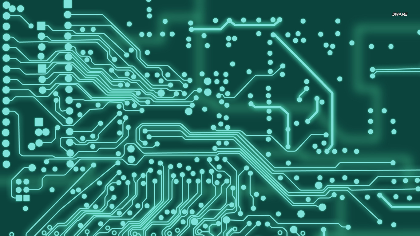 Abstract teal circuitry pattern with glowing traces and nodes on a dark background (tech/ circuitry motif).